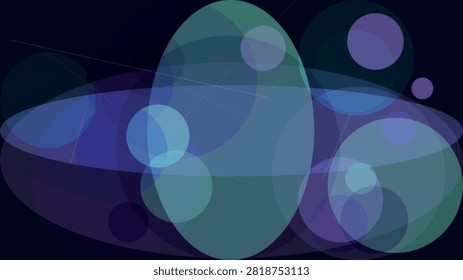 Abstract gradient spheres and overlapping translucent orbs in deep blues, purples, and teals deep blue hues