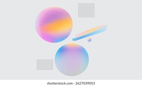 Esferas de degradado Abstractas y varias Formas en un diseño de fondo suave y sutil