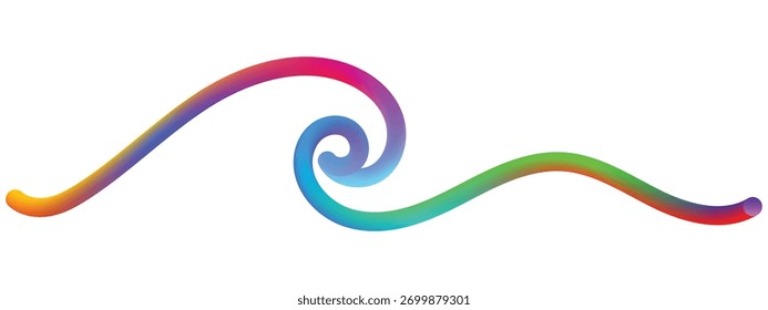Abstract Gradient Spiral Wavy Line Colorful Vector Element