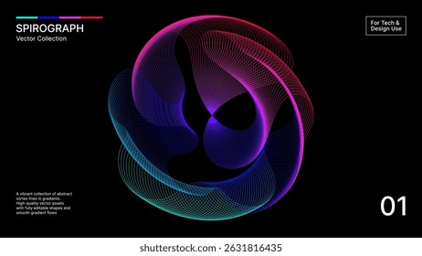 Abstract Gradient Spirograph Line Art – Futuristic Data Visualisation Vector for Tech and Design Projects