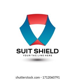 Abstract Gradient Suit Shield, Logo Design Template Vector Premium