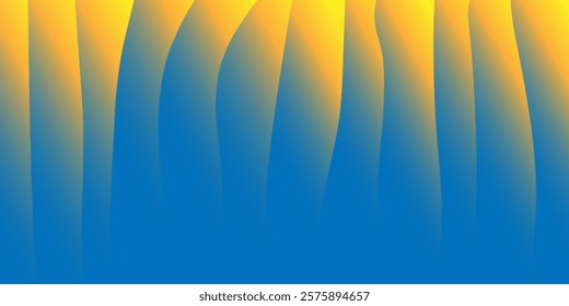 Abstract gradient surface design with 3D effect smooth yellow and dark blue curved shapes creating a serene and modern visual effect. Perfect for backgrounds, graphic design, and digital art projects.