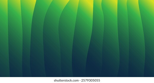 Abstract gradient surface design with 3d effect, smooth yellow and dark green curved shapes creating a serene and modern visual effect. Perfect for backgrounds, graphic design and digital art projects