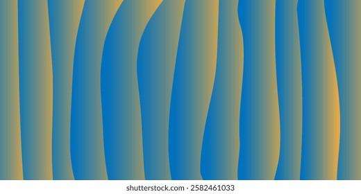 Abstract gradient surface design with 3D effect smooth yellow and dark blue curved shapes creating a serene and modern visual effect. Perfect for backgrounds, graphic design, and digital art projects.