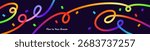 Abstract Gradient Swirl Lines Design with Confetti. Modern Curved Line Rainbow Ribbons Composition for Greetings, Creative Branding, Covers, Social Media, Shop Sale Flyers. Vector Illustration