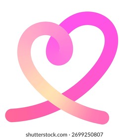 Abstract Gradient Swirl Wavy Line Squiggly Design Element. Gradient Pink Ribbon Forming a Modern Abstract Heart Shape