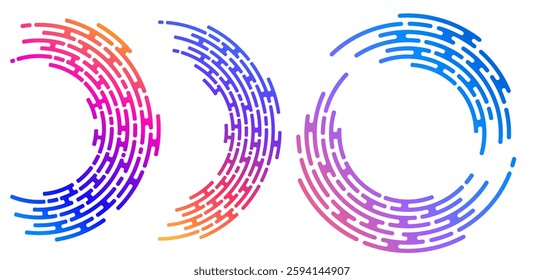 Abstract gradient swirls in digital art style — dynamic shapes for design, technology, big data, network, cyberspace, data flow, digital visualization, machine learning. Icon, Logo, Background