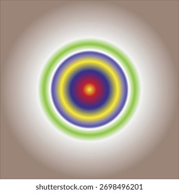 Abstract gradient target design. Vibrant radial colors: red, yellow, blue, green. Perfect for modern background, digital art, graphic design. Eye-catching concentric circles.