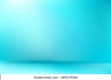 Abstract Gradient teal blue background with place for subject and shadow. Blurred turquoise backdrop and light source. Vector illustration for your graphic design, banner, summer or aqua poster