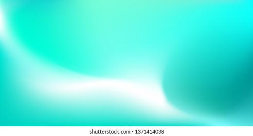Abstract Gradient teal green white wave background. Blurred light turquoise backdrop. Vector illustration for your graphic design, banner, wallpaper or poster
