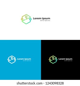 abstract gradient technology logo, branding, identity, easy edit, vector