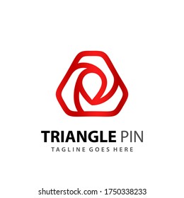 Abstract Gradient Triangle Pin Icon Logo Design Vector Illustration Template Stock