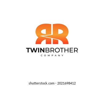 Resumen del diseño de un logotipo de doble o doble letra o gradiente. logotipo rr