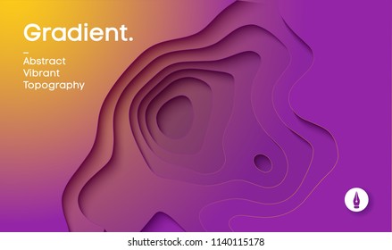 Abstract gradient vector background. Paper cut 3d background in yellow and magenta colors. Vector illustration