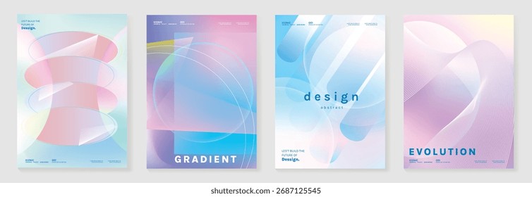 Abstract gradient vector background set with geometric shapes and pastel colors for creative poster, cover, advertising, and product promotion design.