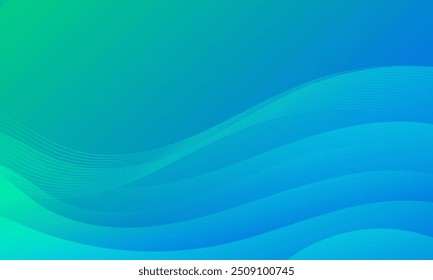 Abstract gradient wave background blending green and blue, perfect for modern and dynamic design projects