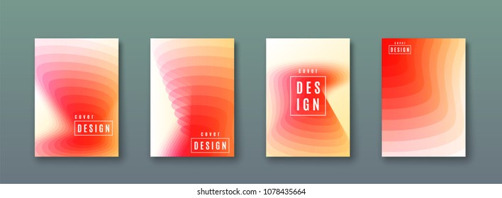 Abstrakter Farbverlauf-Wellenhintergrund mit geometrischen orangefarbenen, gelben, roten Farbformen. Minimal cooles Grafikabdeckungs-Design. Vektorgrafik