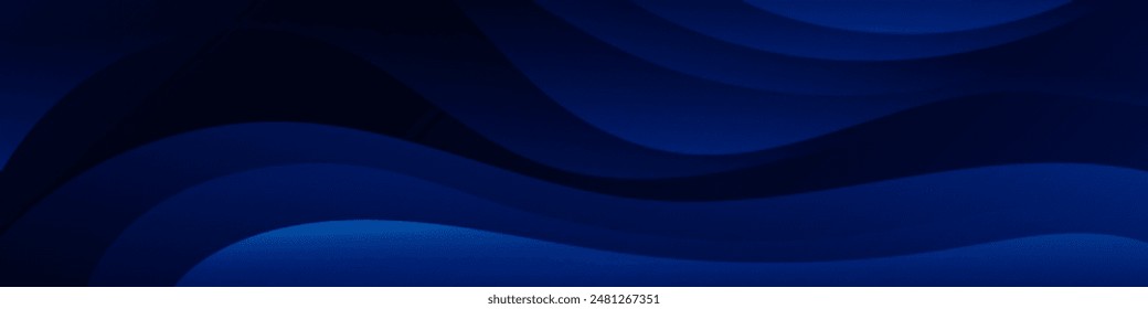 Abstract gradient wave banner featuring a captivating array of waves in a harmonious dark blue gradient, ideal for creating eye catching headers, promotional banners, 