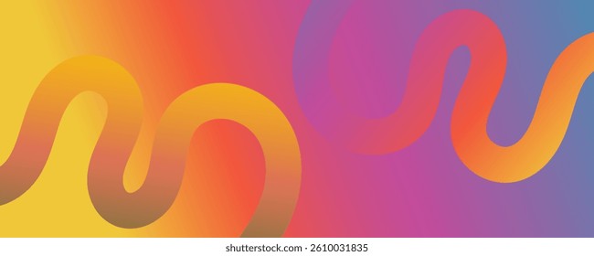 Abstract gradient wave bold line web background. Abstract gradient multicolored wavy stripes background. Gradient colorful curve lines shape backdrop for brochure, cover, poster, banner, web header