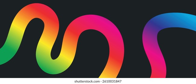 Abstract gradient wave bold line web background. Abstract gradient multicolored wavy stripes background. Gradient colorful curve lines shape backdrop for brochure, cover, poster, banner, web header