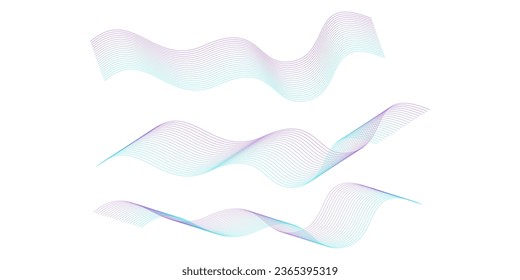 Abstract Gradient Wave Elements set for Stylish Line Art Background Wave Vector Illustration isolated on white