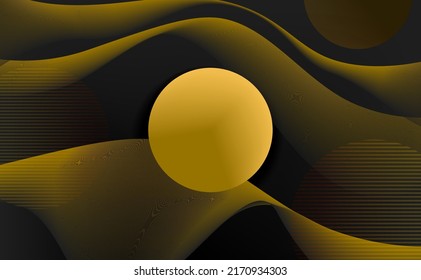 Resumen de la curva de las líneas de onda de gradiente en el fondo oscuro. Diseño de rayas onduladas de lujo. concepto moderno y minimalista. Puede utilizarse para el folleto de plantilla, el afiche, el banner, la web, la impresión. Vector eps10.