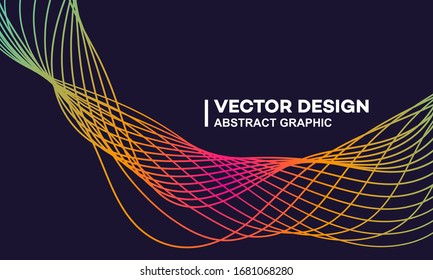Abstract gradient wave lines or sound flyer, music festival poster, graphic design banner or cover