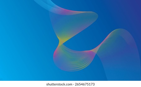 Abstract Gradient Wave Mesh on Blue Background