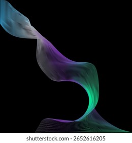 Abstract gradient wave on black background