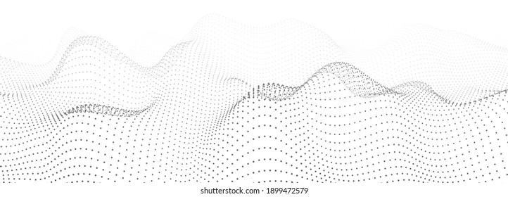 Abstract gradient wave of particles. Big data. Digital background. Futuristic vector illustration.