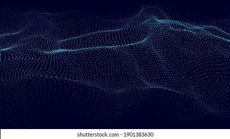 Abstract gradient wave of particles. Big data. Digital background. Futuristic vector illustration.