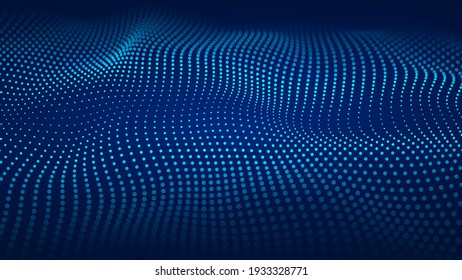 Abstract gradient wave of particles. Big data. Digital background. Futuristic vector illustration.