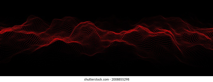 Abstract gradient wave of particles. Big data. Digital background. Futuristic vector illustration.