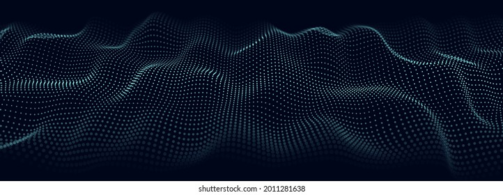 Abstract gradient wave of particles. Big data. Digital background. Futuristic vector illustration.