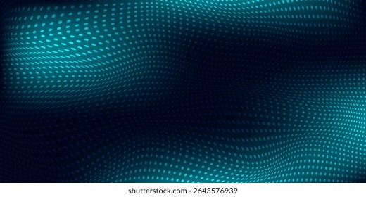 Abstractas onda de gradiente de partículas Big Data Fondo digital Ilustración futurista