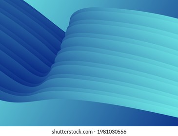 Abstract gradient waves background and folds. 3D illustration in gentle pastel colors.