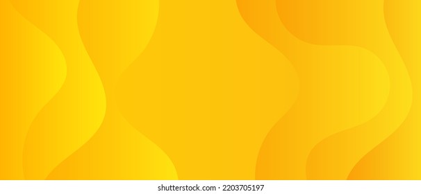Abstract gradient waves background. Yellow liquid design. Vector long banner for graphic design, banner, poster, header