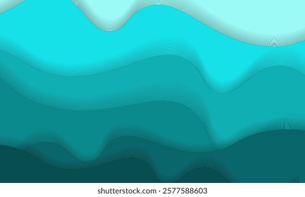 Abstract gradient waves in blue and turquoise tones create a serene and modern design. This minimalist artwork is perfect for backgrounds, presentations, or calming visual designs.