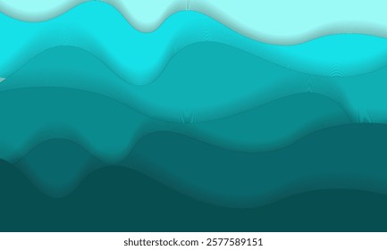 Abstract gradient waves in blue and turquoise tones create a serene and modern design. This minimalist artwork is perfect for backgrounds, presentations, or calming visual designs.