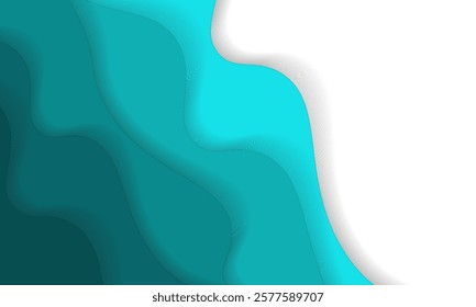 Abstract gradient waves in blue and turquoise tones create a serene and modern design. This minimalist artwork is perfect for backgrounds, presentations, or calming visual designs.