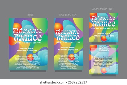 Abstract Gradient Waves. Colorful Clean Design for Social Graphics. fluid design template multiple platform for print, mobile screen and social media post vector illustration