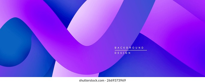 Ondas de gradiente abstratas, tons roxos dominam. Design moderno, transições suaves criam efeito visual dinâmico. Elemento de plano de fundo.