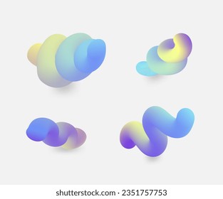 Abstract gradient wavy 3D shapes