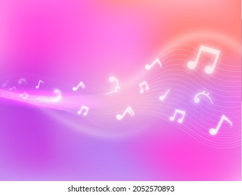 Abstract Gradient Wavy Background With Light Effect Music Notes.
