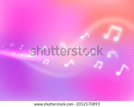 Abstract Gradient Wavy Background With Light Effect Music Notes.