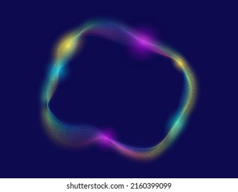 Abstract Gradient Wavy Circular On Blue Background.