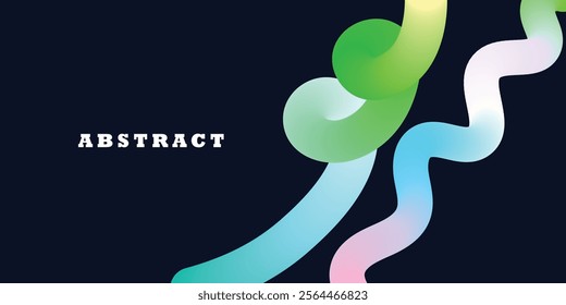 Abstract gradient wavy shapes on white background. Vector spirals blend graphic, dynamic elements. 3D shape design blend fluid liquid paint