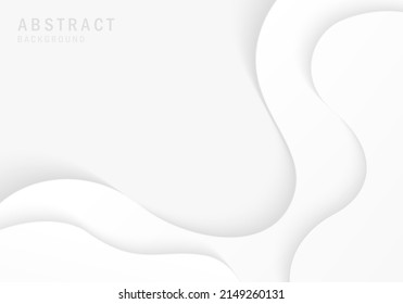 Abstract gradient white fluid template design decorative artwork. Overlapping of minimal style wavy background. Illustration vector