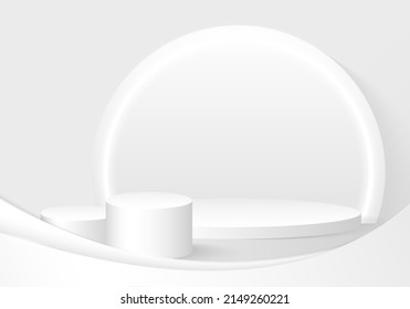 Abstract gradient white and gray artwork decorative template design. Overlapping with neon light effect background. Illustration vector