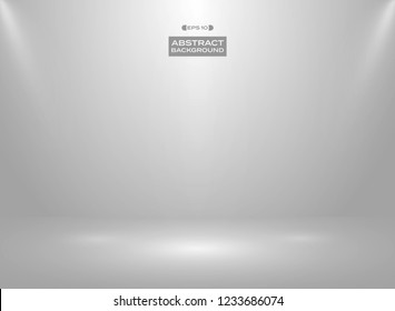 Abstract of gradient white gray color in studio room background with sportlights. Illustration vector eps10